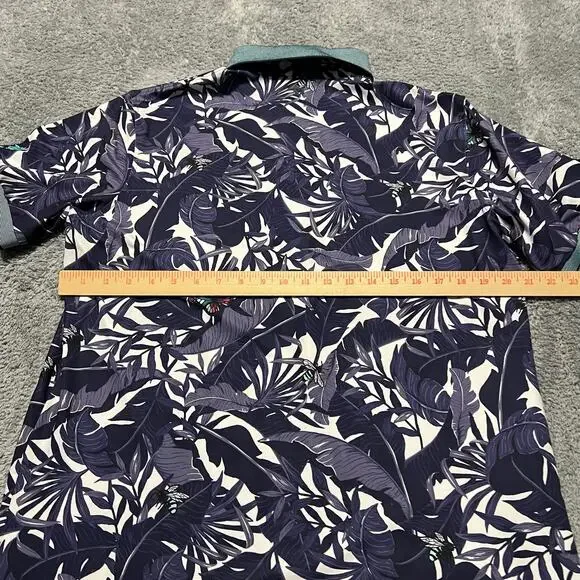Greyson Golf Polo Shirt Mens Large Purple Lost World Abyss Tropical Butterfly - Picture 5 of 8